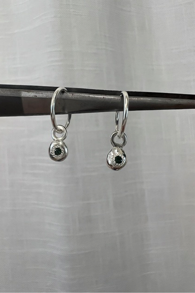 Lido Gem Sleepers - Silver / Green Sapphires