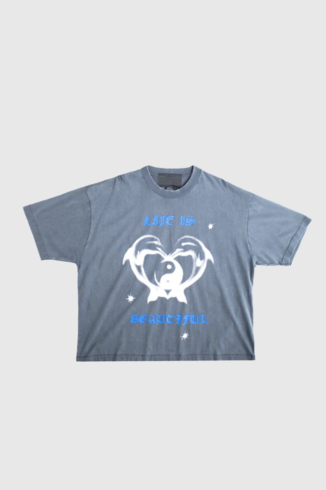 Life is Beautiful Tee - Vintage Blue