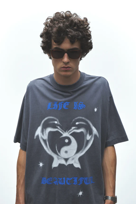 Life is Beautiful Tee - Vintage Blue