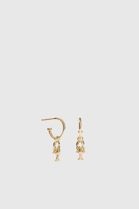 Lobster Signature Hoop Earrings - Gold Plated