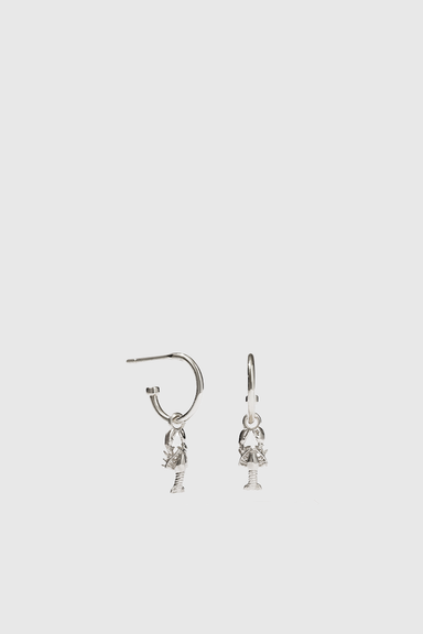 Lobster Signature Hoop Earrings - Sterling Silver