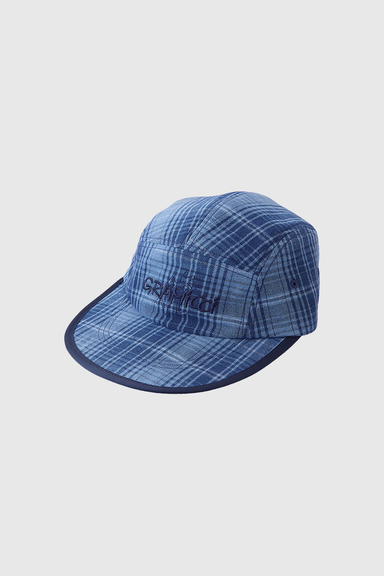 Long Bill Cap - Indigo Checkered Plaid