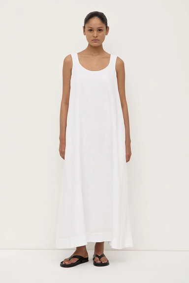Maree Linen Midi Dress - White