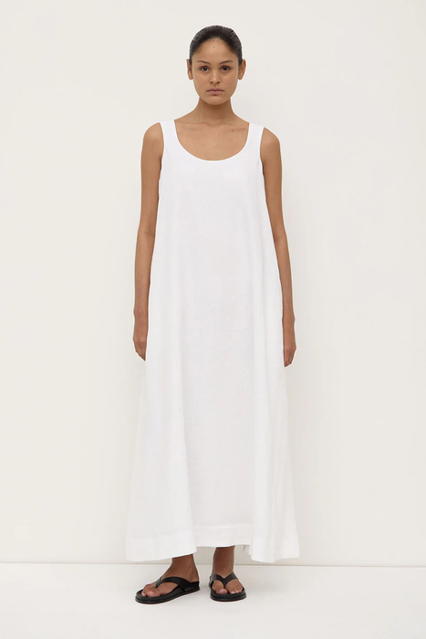 Maree Linen Midi Dress - White