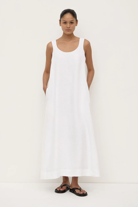 Maree Linen Midi Dress - White