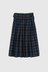 Market Check Pleated Cotton Linen Skirt - Denim Blue
