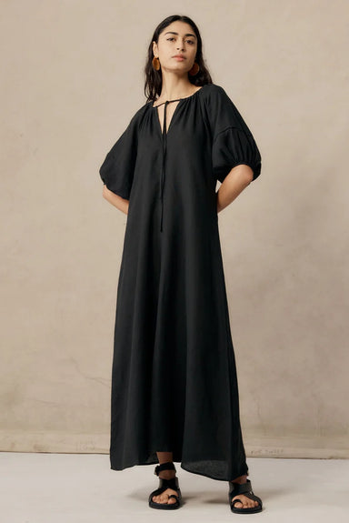 Uma Dress - Black Linen
