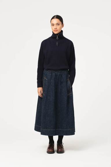 Meadow Skirt - Neppy Denim Indigo
