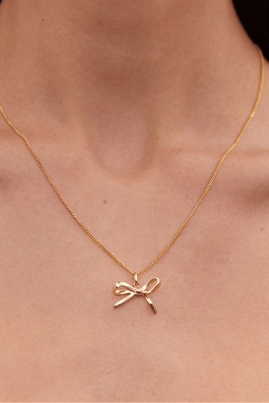 Bow Charm Necklace - Gold Plated