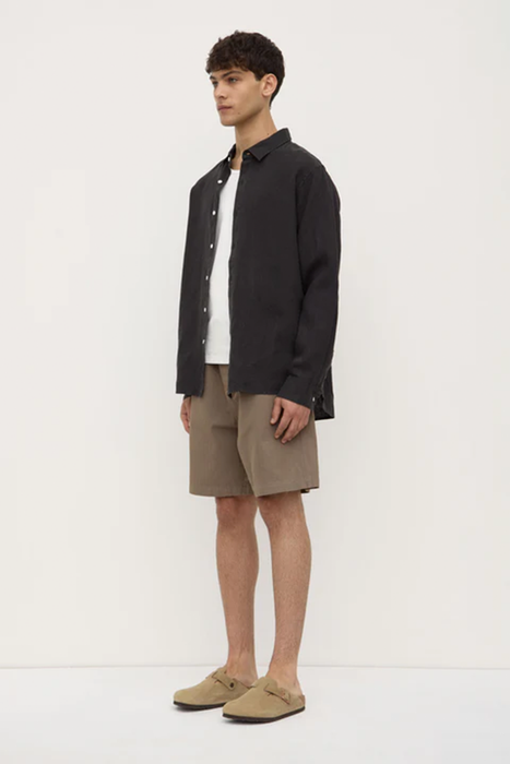Mens Everyday Linen Long Sleeve Shirt - Black