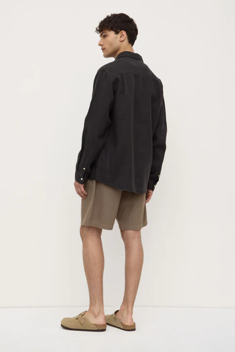 Mens Everyday Linen Long Sleeve Shirt - Black