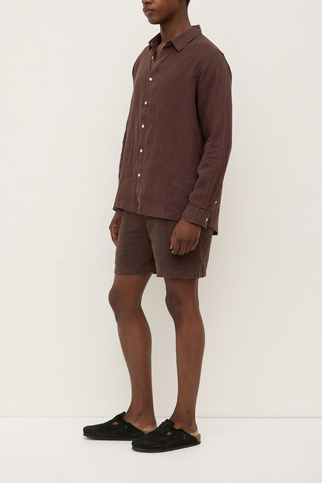 Mens Everyday Linen Long Sleeve Shirt - Ganache