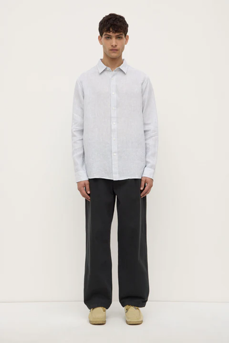 Mens Everyday Linen Long Sleeve Shirt - Pool Stripe