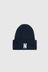 Merino Lambswool Rib N Logo Beanie - Dark Navy