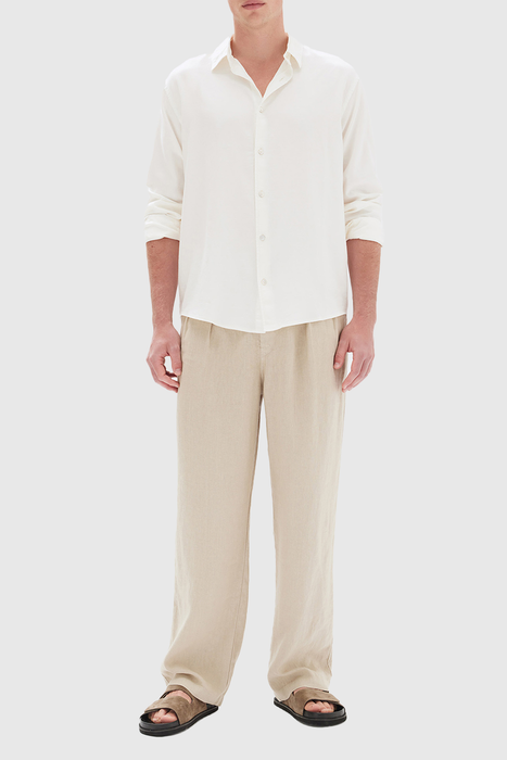 Miles Pleated Linen Chino - Clay