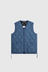 Military Zip V-Neck Down Vest - Indigo Denim