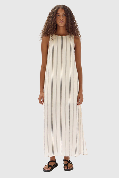 Milos Stripe Maxi Dress - Cream/Black