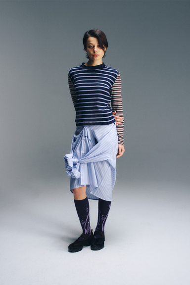 Murphy Striped Top - Navy