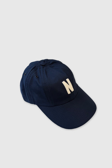 Light Canvas Felt N 8 Panel Cap - Dark Navy