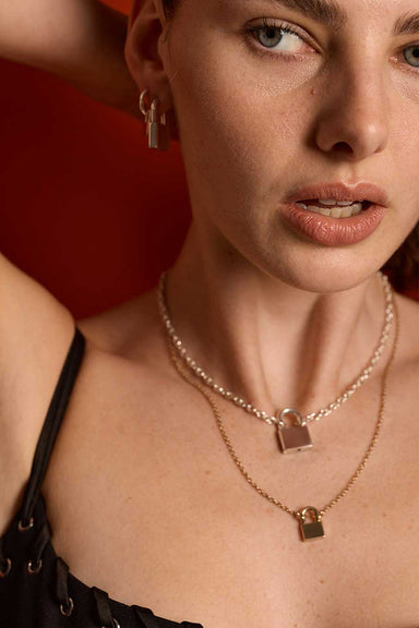 Locked Charm Earrings - Gold Plated