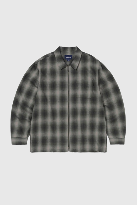 Nep Check Zip Shirt - Black