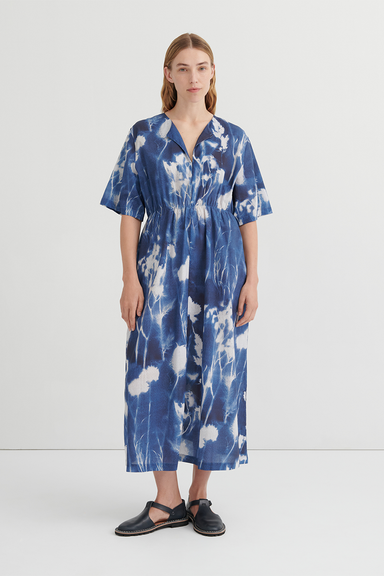 Nigella Dress - Cyanotype Floral
