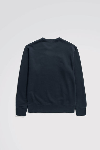 Arne Relaxed Organic Chain Stitch Logo Sweatshirt - Dark Navy