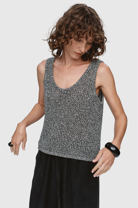 Nova Top - Black / Ivory Melange