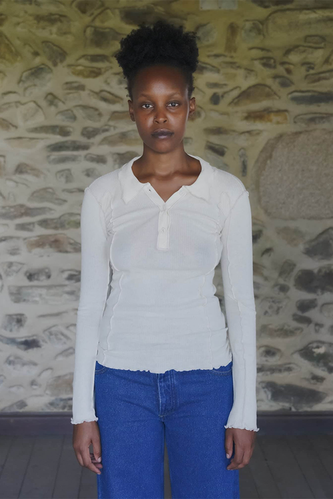 Omato Polo Long Sleeve Tee - Off White