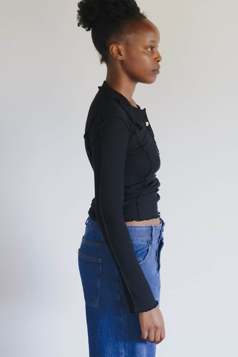 Omato Polo Long Sleeve Tee - Black