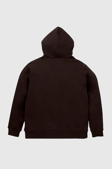 One Point Hooded Sweatshirt - Dark Brown