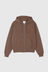One Point Zip Hooded Sweatshirt - Brown