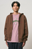 One Point Zip Hooded Sweatshirt - Brown