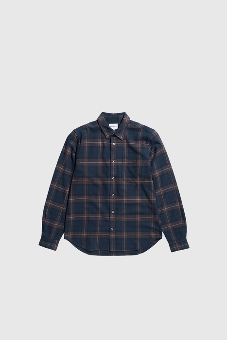 Osvald Organic Flannel Check Shirt - Wine Red