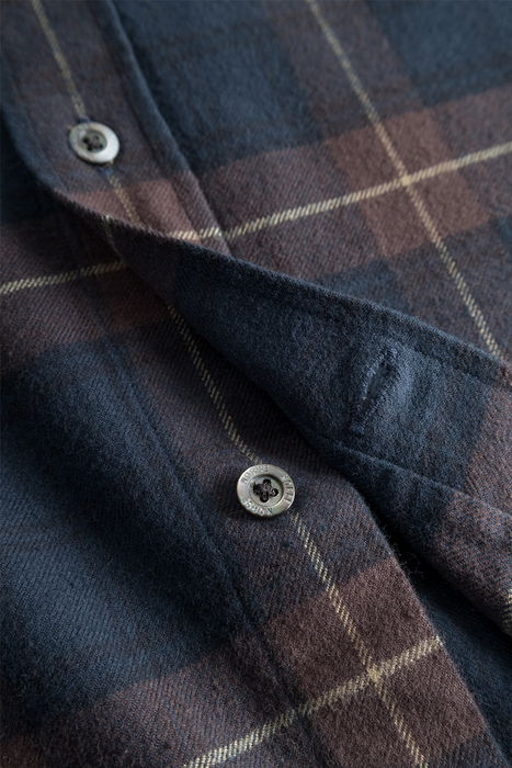 Osvald Organic Flannel Check Shirt - Wine Red