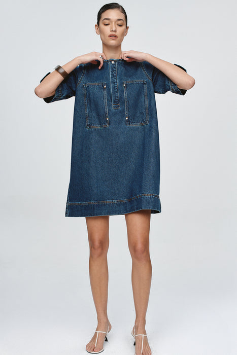 Patch Pocket Dress - Classic Blue