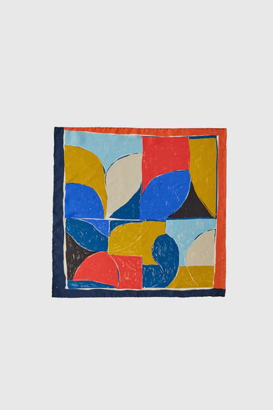 Paintbox Print Silk Bandana - Cardinal Red