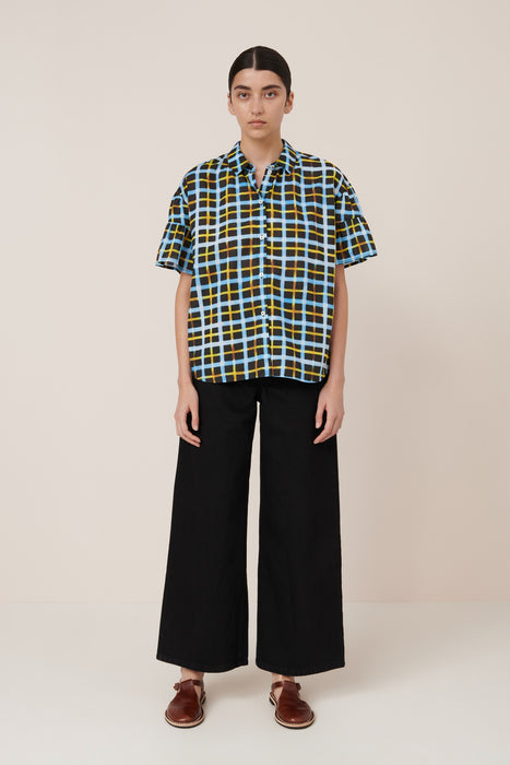 Painterly Blouse - Neon Tartan