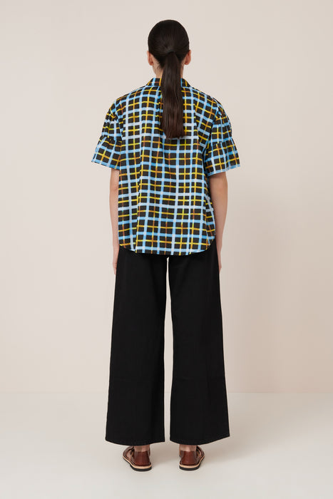 Painterly Blouse - Neon Tartan