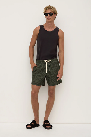 Palm Print Swim Short - Sorrel / Moss