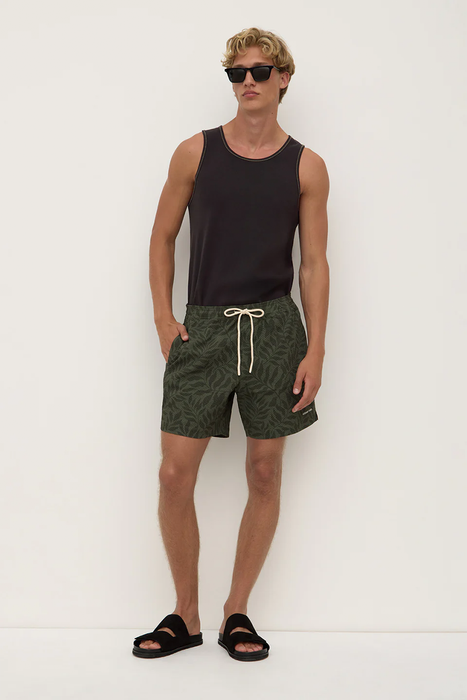 Palm Print Swim Short - Sorrel / Moss