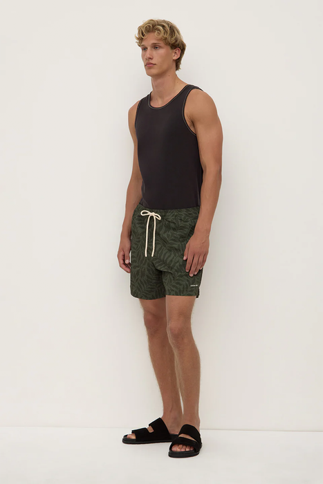 Palm Print Swim Short - Sorrel / Moss