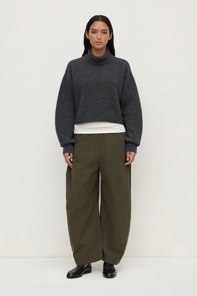 Paris Wool Cashmere Knit Turtleneck - Charcoal Marle