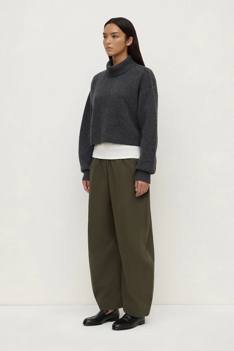 Paris Wool Cashmere Knit Turtleneck - Charcoal Marle