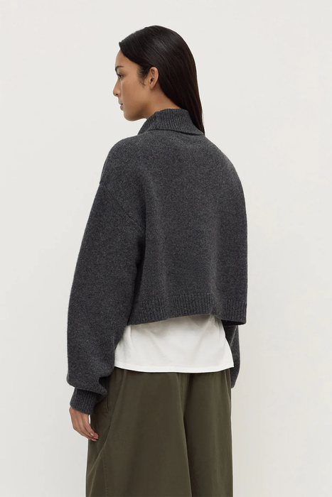 Paris Wool Cashmere Knit Turtleneck - Charcoal Marle