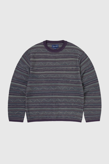 Pattern Knit Crew - Dark Purple