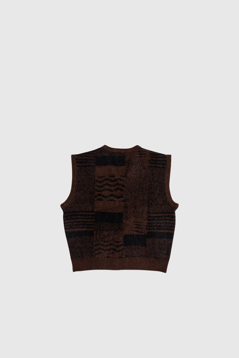 Pattern Knit Vest - Brown