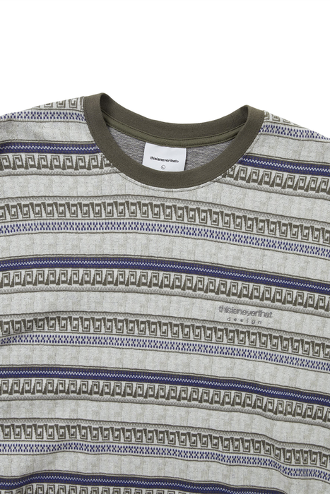 Pattern Stripped L/S Tee - Ivory