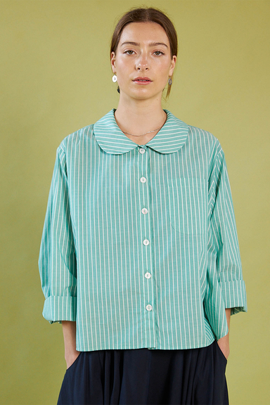 Peter Pan Shirt - Green Stripe