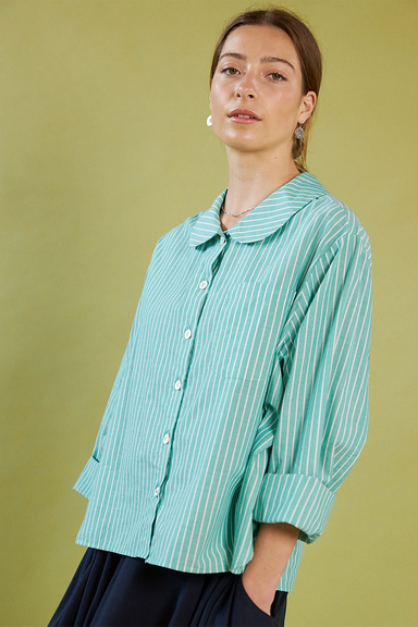 Peter Pan Shirt - Green Stripe